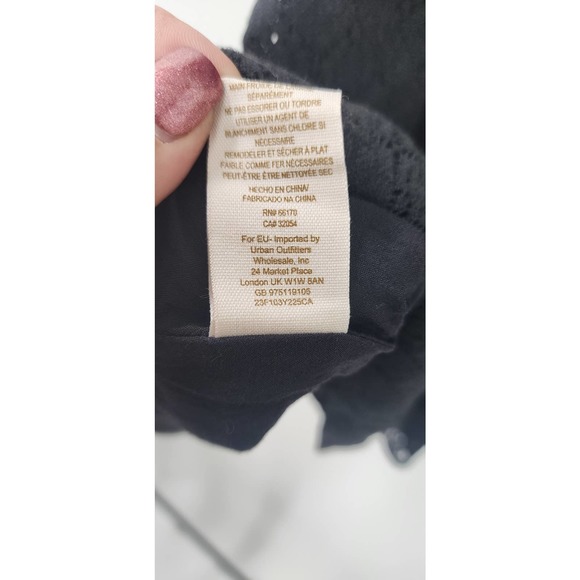 Free People Black Mini Dress Skater Boho Daisy Lace Cutout Size 0 - Picture 10 of 10